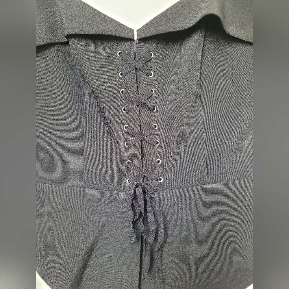 Express Corset-Style Zip Back Tank Top With Stretch, Black - Picture 5 of 13